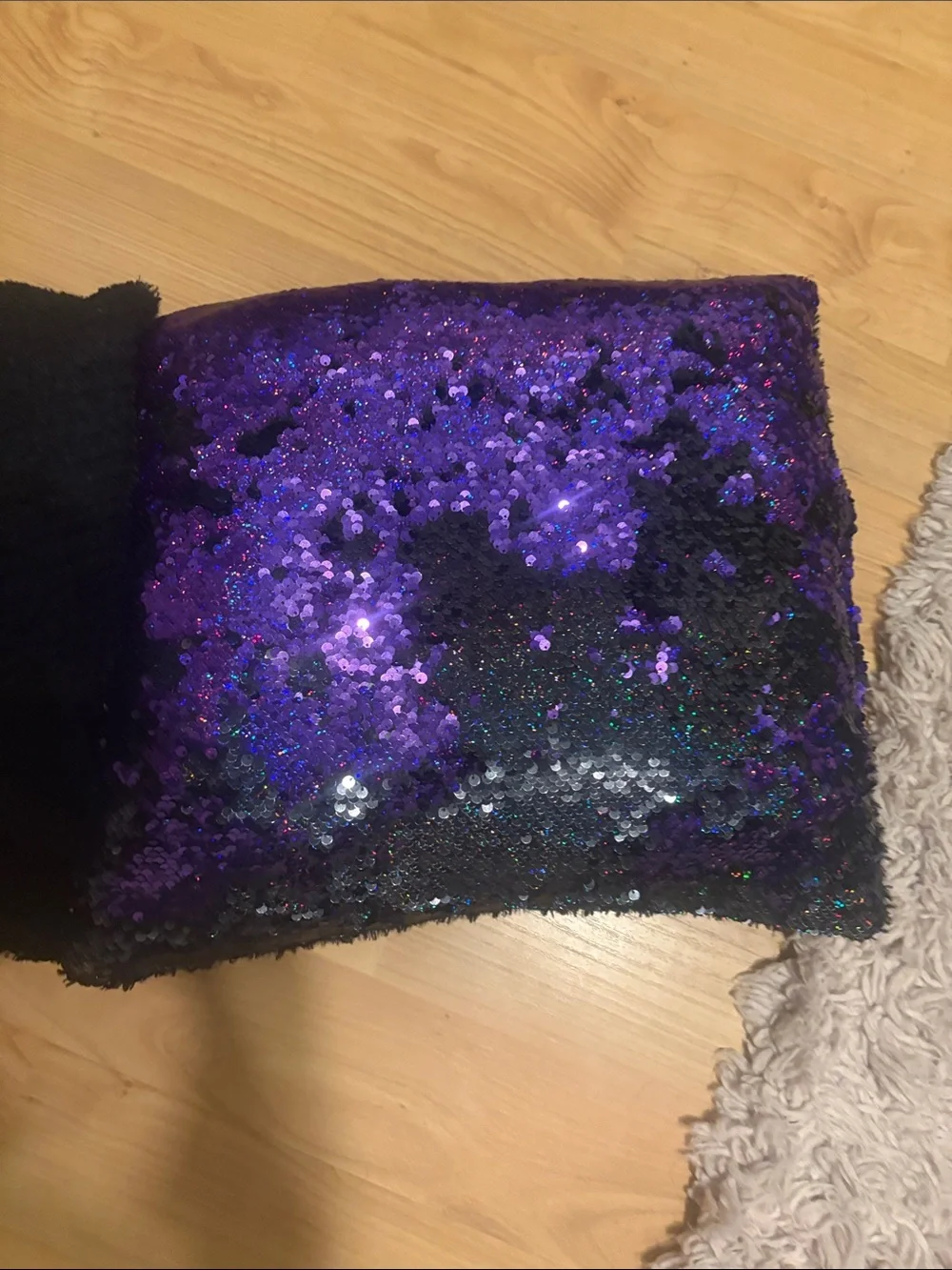 Reversible Sequin Pillows in Iridescent Purple & Black